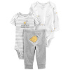 CARTER'S Set 3dielny body kr. rukáv, body dl. rukáv, tepláky Grey Chick neutrál LBB PRE, veľ. 46