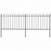 zahrada-XL Záhradný plot s oblúkom navrchu, oceľový 359x120 cm, čierny 277666