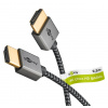 Kábel HDMI M/M 5m, Ultra High Speed+Eth, 4K@60Hz, HDMI 2.0, 18G, G pozl. kon., čierny/sivý, Slim
