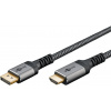 Kábel DisplayPort na HDMI M/M 2m, jednosmerný, 4K@60Hz UHD, audio, čierny/sivý, pozl. konektor