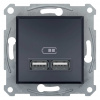 Schneider Electric Slovakia spol. s r.o. Asfora EPH2700271 - zásuvka 2xUSB nabíjací konektor 2,1 A - antracit