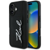 Karl Lagerfeld Hardcase Leather Cardslot (KLHCP16SPGPVKSK) – kožené tvrdé puzdro s priečinkom na karty a Metal Signature pre iPhone 16 – čierne KF2346308