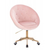 LuxuryForm DESIGN Kreslo VERA VELUR na zlatej podstave s kolieskami - svetlo ružové