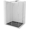 Mexen Omega posuvná sprchová kabína 100 x 80 cm, transparentná, chróm + vanička Flat, čierna - 825-100-080-01-00-4070