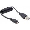 Gembird micro USB cable 2.0 coiled cable black 0.6m CC-mUSB2C-AMBM-0.6M
