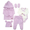 Sada do pôrodnice 5D, body, polodupačky, kabátik, čiapočka, rukavičky, lila Z&Z