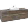 VILLEROY & BOCH Collaro závesná skrinka pod umývadlo na dosku (umývadlo v strede), 4 zásuvky, s LED osvetlením, 1600 x 500 x 548 mm, Stone Oak, C077B0RK
