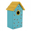 Clayre & Eef Modro-žltá drevená vtáčia búdka so včielkami Birdhouse - 15*10*22 cm - Clayre & Eef