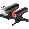 LED bicyklové svietidlo Gaciron V20S-1500, USB nabíjateľný, 2v1