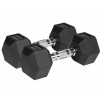 Pogumované liatinové činky HEX 2x9 kg REBEL ACTIVE RBA-2325-09