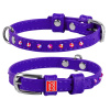 WAU DOG Plochý kožený obojok fialovej farby s kryštálmi Obvod krku: 19-25 cm, širka: 9 mm