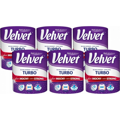 Kuchynské utierky Velvet Turbo mega silné x6 valčeky (Kuchynské utierky Velvet Turbo mega silné x6 valčeky)