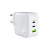 Green Cell biela 65W GaN GC PowerGan nabíjačka do steny pre notebook, MacBook, telefón, tablet, Nintendo Switch - 2x USB-C, 1x