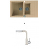 Alveus CADIT 70 SET kuchynský granit. dvojdrez so sifón. 79X50 + batéria SIROS Beige CADIT70G55+SIROS55