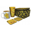 CurePink Dárkový set Pokémon Pikachu Keramický hrnek sklenice 2 tácky sklenice hrnek tácky 10 cm GFB0077 315 ml 10 x 500 ml