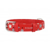 COLLAR Obojok kožený s hviezdami Glamour, 19-25cm/9mm, červená