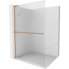 Mexen Kioto+ L, sprchová zástena Walk-In s poličkou a vešiakom 70 x 200 cm, 8mm sklo s rebrovým vzorom, medený matný profil, 800-070-123-65-09