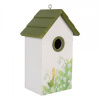 Clayre & Eef Zeleno-biela drevená vtáčia búdka s konvalinkami Birdhouse - 15*10*22 cm - Clayre & Eef