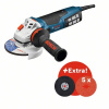 BOSCH GWS 19-125 CIE + 5× fíbrový kotúč X-LOCK + Oporný tanier - 0615990M35