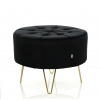 Zamatová taburetka ALIA L - čierna zlaté nohy