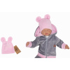 Z&Z Z&Z Velúrová, semišková čiapočka s uškami Teddy, sv. ruzova Velikost koj. oblečení: 56/62 (0-3m)