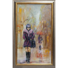 Žena v daždi- Vladimír Semančík - originálny, ručne maľovany obraz S (do veľkosti 45x45cm) Viac farieb