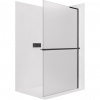 CERANO - Sprchová zástena Walk-in Onyx L-pravá vzpera - 8 mm + polička / držiak na uteráky - čierna matná, mliečne sklo - 80x200 cm