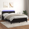 vidaXL Posteľ boxsping s matracom a LED čierna 140x200 cm zamat