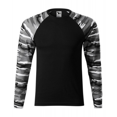 MALFINI Maskáčové tričko s dlhým rukávom Camouflage LS - Maskáčová šedá | L