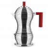 Alessi Kávovar Moka PULCINA 150 ml, na indukciu, červená rukoväť