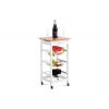 Servírovací stolík / regál, doska masív bambus, MDF, biely matný lak, pojazd - DR-043