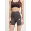 Šortky adidas Essentials dámske, šedá farba, s nášivkou, vysoký pás, JD0915 XS