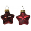 Vianočné ozdoby (12 ks) Hviezdy, červený lesk/mat, sklo