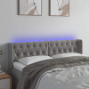 vidaXL Čelo postele s LED bledosivé 163x16x78/88 cm zamat