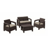 Keter záhradný set Corfu hnedá (2x kreslo + 1xstolík + 1x sofa)