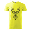 Jeleň kresba - Klasické pánske tričko vyššej gramáže - M ( Neonová žltá )