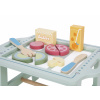 Drevený raňajkový set pastel pre deti Tooky Toy Servírovací podnos s potravinami