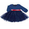 Dievčenské bavlnené šaty Lucy s tylom a mašličkou, granát/červená, veľ. 92