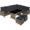 tectake Rattan Lounge Barletta prírodná/tmavosivá