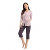Luna 388 3/4 M-2XL Z25/26 dámske pyžamo bez zipsu růžové kakao L