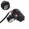 USB nabíjačka na motocykel 2x s voltmetrom – dvojité porty