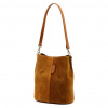Dámska hnedá semišová kožená kabelka Luka 24-096 24 x 27,5 x 17 cm
