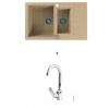 Alveus CADIT 70 SET kuchynský granit. dvojdrez so sifón. 79X50 Beige + batéria TINA Chróm CADIT70G55+TINA