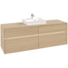 VILLEROY & BOCH Collaro závesná skrinka pod umývadlo na dosku (umývadlo v strede), 4 zásuvky, s LED osvetlením, 1600 x 500 x 548 mm, Nordic Oak, C077B0VJ
