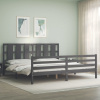 zahrada-XL Posteľný rám s čelom sivý 200x200 cm masívne drevo 3194138