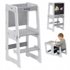 Učiaca veža s funkciou stolíka TULANO šedo-biely 3v1