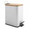 Siko Spirella pedálový odpadkový koš ERIK bílá ocel bambusové víko 5 L 10.22581