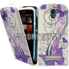 Kožený obal HTC Desire 500 – Flip Butterfly – fialová