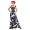 Happy Dance, Sukne na flamenco s vsadkami EF118, čierna s bielymi kvetmi 46