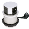 Solight výsuvný blok zásuviek, 3 zásuvky, 2x USB, kruhový tvar nízky, predlžovací prívod 2m, 3 x 1mm2, strieborný PP100USB
